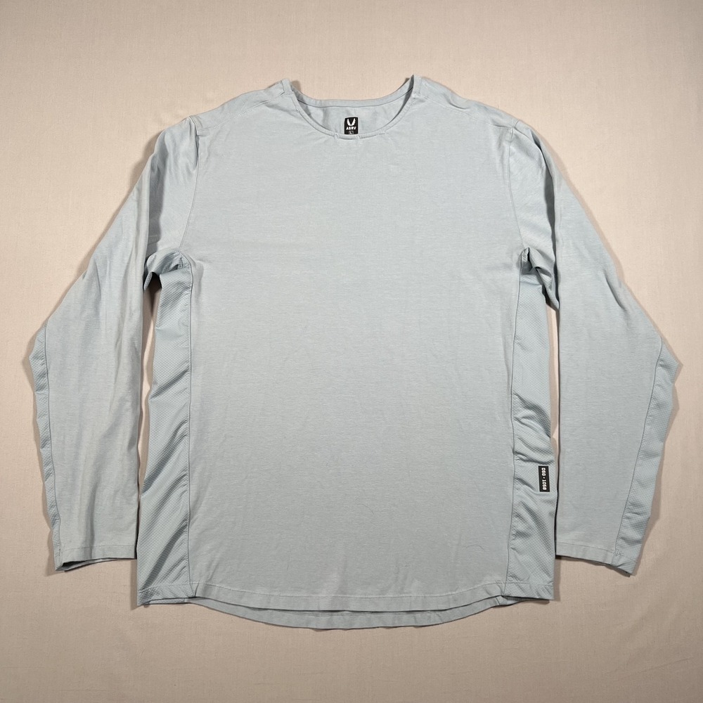 ASRV Activewear Top Men's Size L Long Sleeve Crew Neck Light Blue‎ Performance